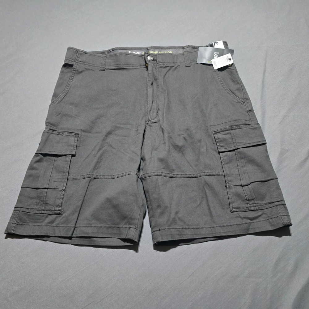 Lee Cargo Shorts Mens 38 Grey Extreme Motion Relaxed Fit Stretch 102188806